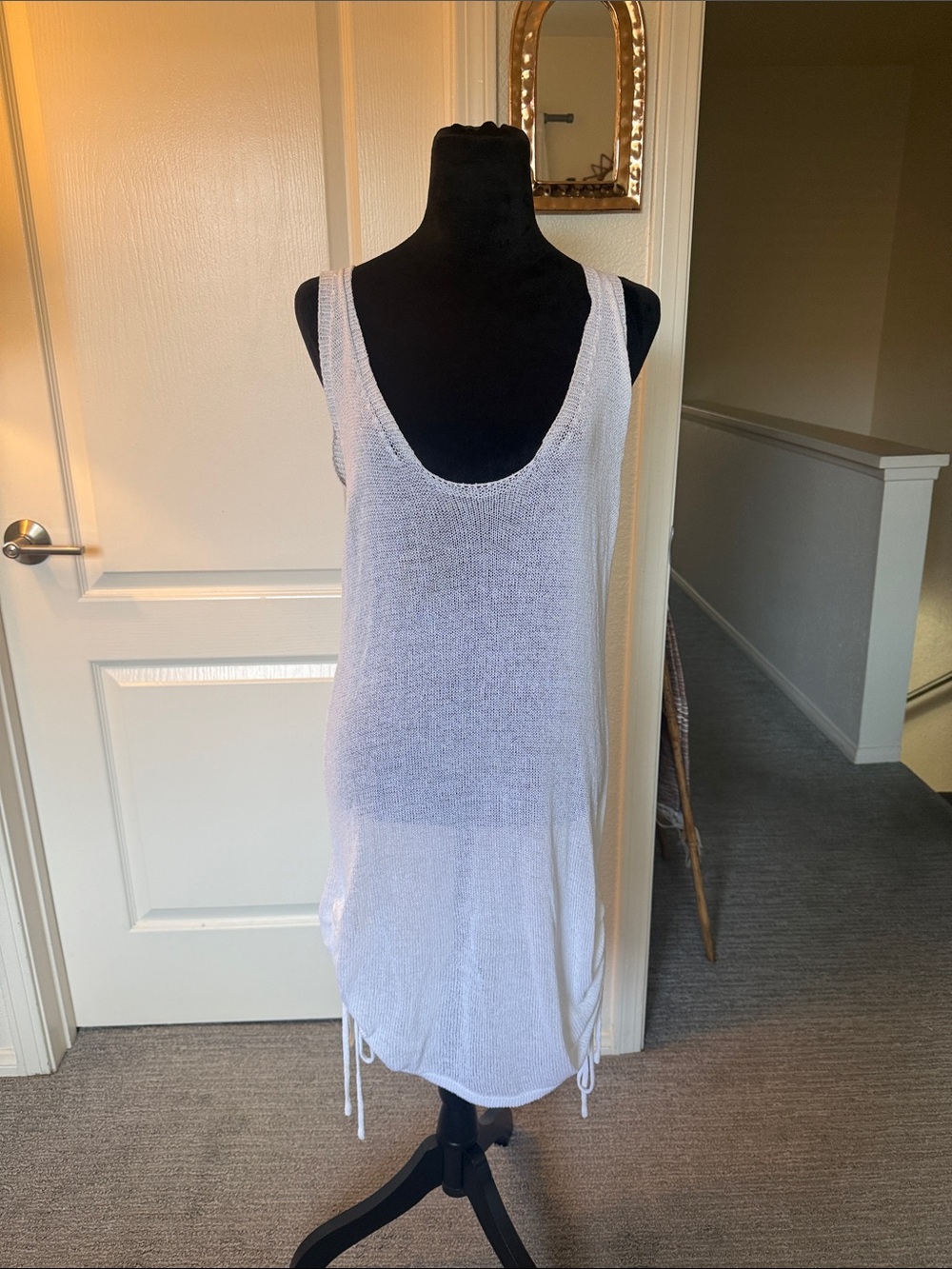 Miss Sparkling Lightweight White Knit Tank Cover-Up